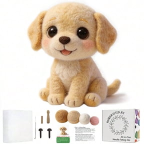 Fshop Labrador Dog Needle Felting Kit DIY Mini Landscape Table Decoration Craft Set