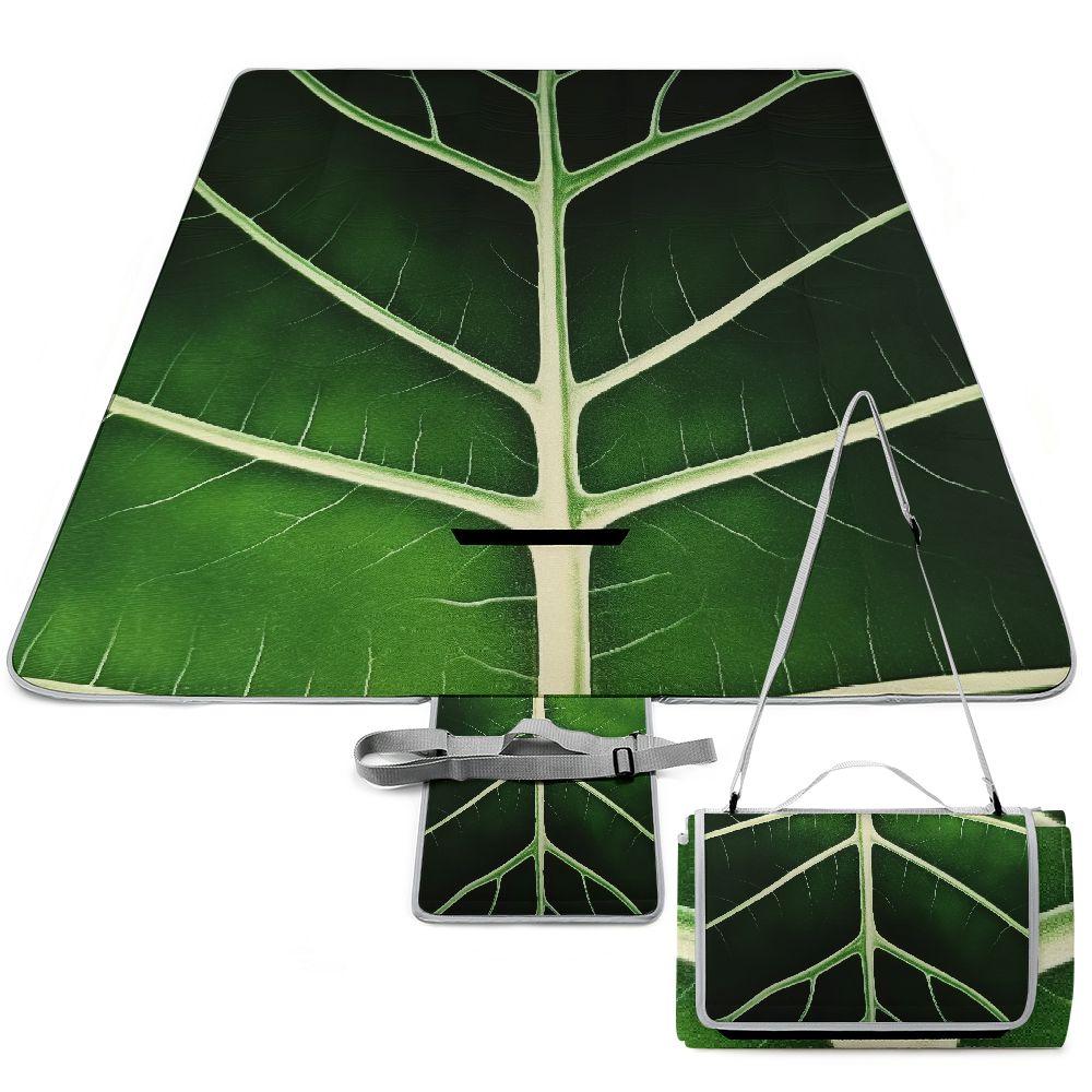 Fsmy Green Leaves Square Outdoor Picnic Mat Beach Blanket for Camping