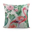 Fsmy Luckily&Day Cactus Flamingo Rose Flowers Printed Cushion Cover