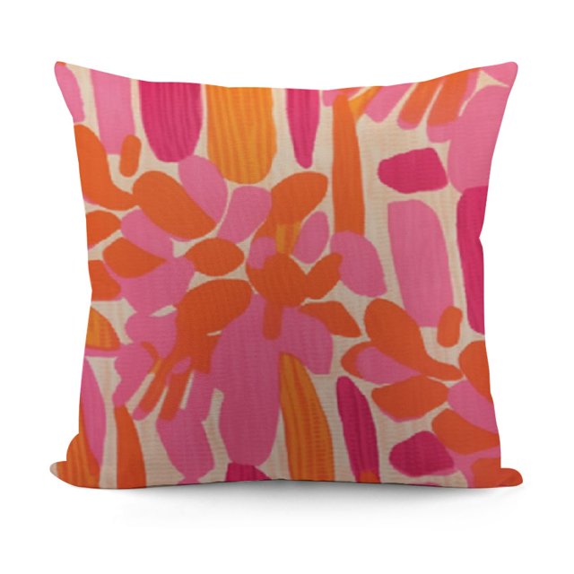 Fsmy Pink and Orange Throw Pillow Covers Hot Pink Retro 70s Paint Brush