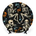 Fsmy Skeletons Music Notes Bone China Decorative Plate Vertical Stand