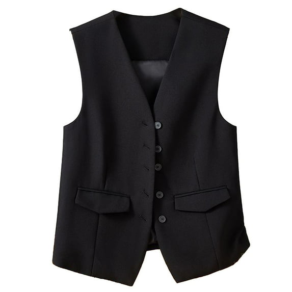 Fsqjgq 2024 Fall Sleeveless Blazer Vest Fully Lined Button Fashion Casual Open Front Work Vest Tops Formal Business Dressy Suit Vest Jackets Outwear