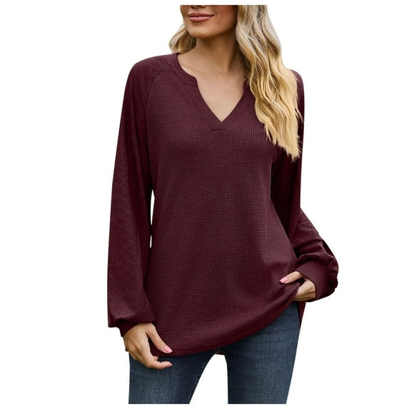 Fsqjgq 3/4 Sleeve Tops for Women Womens Summer Tops Blouse Casual Long Sleeve T-Shirts V Neck Cute Tunic Tops Basic Tees Blouses Loose Fit Pullover Tops for Leggings Womens Tank Tops with Built InXL