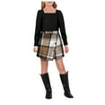 thumbnail image 1 of Fsqjgq 4T Girl Clothes Fall Trendy Girls Clothes Girl Skirt Sets 2 Piece Outfits Square Neck Jacquard Puff Sleeve Tops Plaid Mini Skirt Shorts Fall Winter Clothes Baby Girl Outfit Set Size 100, 1 of 7