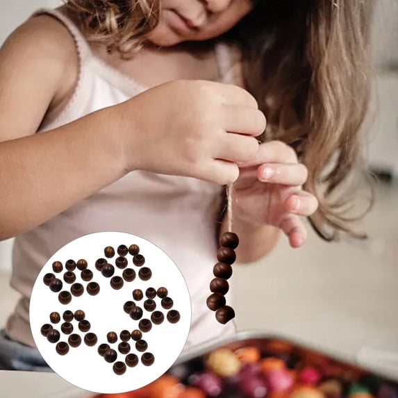 Fsqjgq 50pcs Large Hole Wooden Beads for Crafts Vintage Round Natural Wood Bead 20mm Loose Spacer Beads for Macrame Rosary Necklace Bracelet Hair DIY Craft Handmade Decor