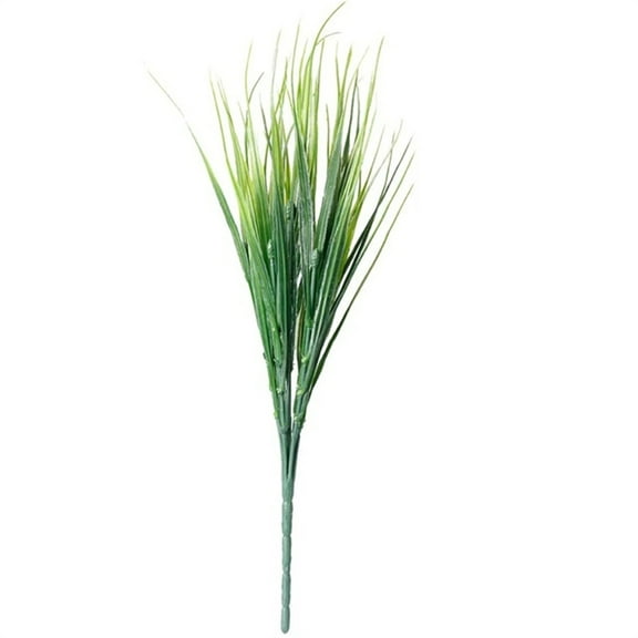 Fsqjgq 7 Bundles Wheat Grass Stems Artificial Grasses Greenery Outdoor Green Leaves Small Bushes for Landscaping Garden Porch Window Box Decor