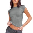 thumbnail image 1 of Fsqjgq Athletic Tops for Women Womens Summer Tops Fashion Tunic Women's Sexy Backless Nylon Wicking Comfortable And Breathable Short Sleeve Slim Fit Top T Shirt Summer Tops for Women 2024 TrendyM, 1 of 7