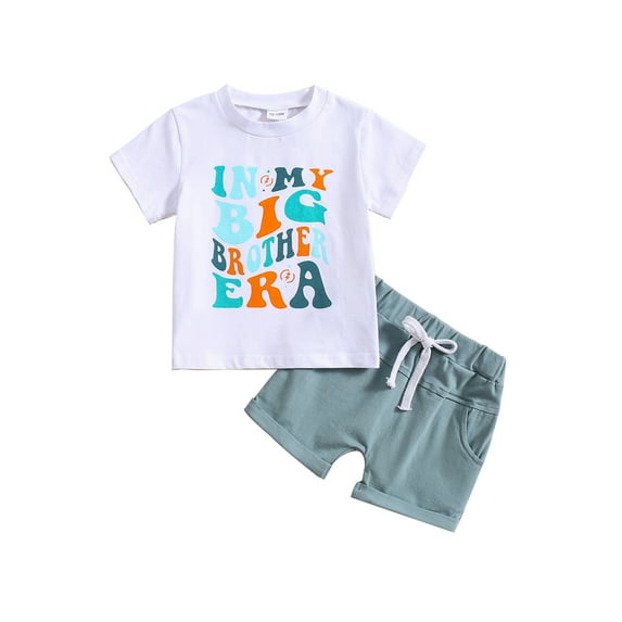 Fsqjgq Baby Boy Clothes 18-24 Months Child Outfits Toddler Boys Summer Clothes Short Sleeve Prints T Shirt Tops Shorts Child Kids 2PC Set Outfits Clothes Boy Clothes Clothing Sets
