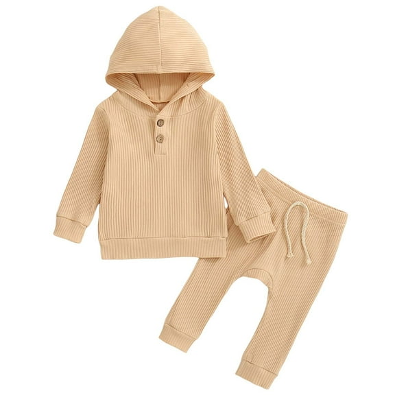 Fsqjgq Baby Boy Clothes 3-6 Months Pajama Toddler Kids Babys Girls Boys Spring Winter Solid Warm Thick Long Sleeve Pants Hooded Hoodie Sweatshirt Set Outfits Clothes Set 12 Month Boy Clothes