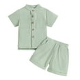thumbnail image 1 of Fsqjgq Baby Boy Clothes 3Y Pajamas Toddler Boys Girls Short Sleeve Summer Casual Gentleman Tops Hawaii Beach Holiday Solid Shirts T Shirt Shorts Outfits Clothes Set Clothes For 1 Year Old Boy, 1 of 6