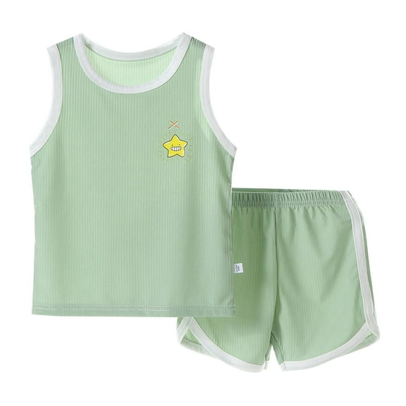 Fsqjgq Baby Boy Clothes 4-5 Years Kids Outfits New Children's Quick Drying Vest Set Summer Ice Silk Clothes Boys and Girls Two Piece Children's Wear 3T Boys Pajamas Pajamas