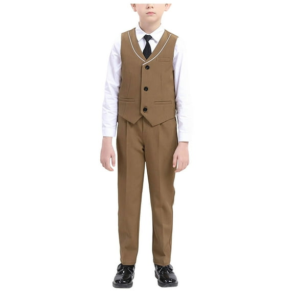 Fsqjgq Baby Boy Clothes 5-6 Years Boys Fashion Outfit Children's Suit Boys English Gentleman Vest Set Piano Hosting Performance Dress Flower Boys Weekend Birthday Suit Boys Suit Boy Toddler Clothes