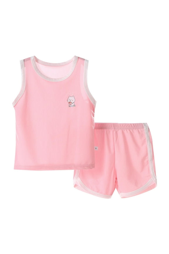 Baby Boy Clothes 5-6 Years Child Outfits New Children's Quick Drying Vest Set Summer Ice Silk Clothes Boys and Girls Two Piece Children's Wear 5T Pajamas Boy Pajama
