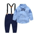 thumbnail image 1 of Fsqjgq Baby Boy Clothes 6-12M Boys' Fashion Clothing Boy Clothes Suit Gentleman Wedding Outfits Kids Formal Dress Shirt Bowtie Long Suspender Pants Overalls Cute Clothing Sets Boy Toddler Clothes, 1 of 7