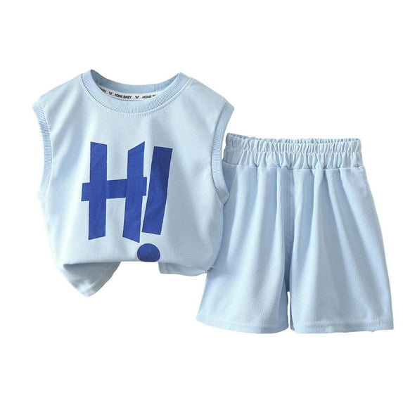 Fsqjgq Baby Boy Clothes Boys Fashion Clothing Kids Vest Set Summer New Boys Sleeveless Boys Two Piece Set Breathable Summer Clothing Children's Clothes Cute Clothing Sets Toddler Boy Outfit