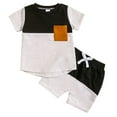 thumbnail image 1 of Fsqjgq Baby Boys Summer Clothes Toddler Boy Outfits Sets Color Block Pockets Short Sleeve Tshirt Drawstring Shorts Kids Cotton Clothing Sets, 1 of 9