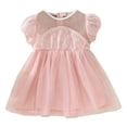 thumbnail image 1 of Fsqjgq Baby Girl Clothes Easter Dress Fashion Pink Dress Pink Toddler Girls Short Sleeve Lace Tulle Princess Dress Dance Party Dresses Clothes 120, 1 of 7