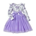 thumbnail image 1 of Fsqjgq Baby Girl Clothes Easter Toddler Boho Black Dresses for Girls Purple Toddler Girls Long Sleeve Dress Floral Prints Tulle Princess Dresses 140, 1 of 6