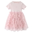 thumbnail image 1 of Fsqjgq Baby Girl Clothes Baby Girl Easter Summer Gold Dress for Girls Pink Toddler Girls Short Sleeve Bowknot Tulle Ruffles Princess Dress Dance Party Dresses Clothes 110, 1 of 9