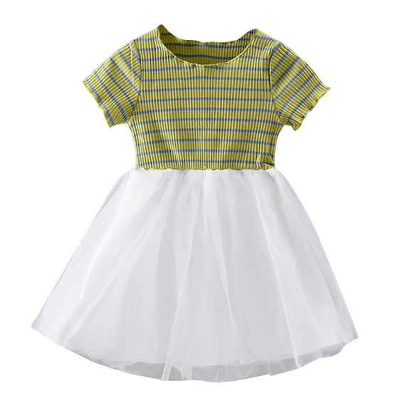 Fsqjgq Baby Girl Clothes Girls Easter Outfits Size 7/14 Toddler Summer Clothes Green Girls' Summer Dress 2024 New Children's Dress Summer Princess Dress Little Girl Skirt Short Sleeves 80