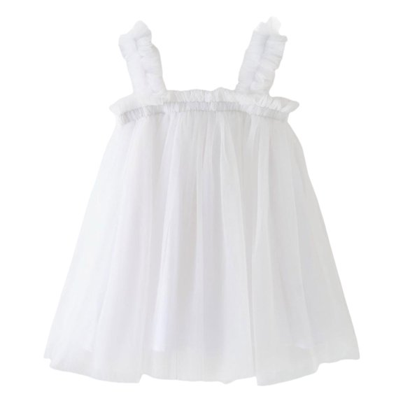 Fsqjgq Baby Girl Clothes Girls Summer Dresses Size 10-16 Fashion Girls Dresses White Toddler Girls Sleeveless Tulle Holiday Party Dress Dance Party Princess Dresses Clothes 80
