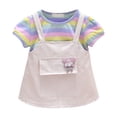 thumbnail image 1 of Fsqjgq Baby Girl Clothes Little Girl Dress Elegant Flower Girl Dress Yellow Short Sleeved New Summer Clothes Girls' Dress Baby Color Strip Baby Cute Baby Summer Dress Suspenders 80, 1 of 9