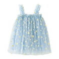 thumbnail image 1 of Fsqjgq Baby Girl Clothes Spring Outfit Baby Girl Trendy Girls Sparkly Dress Light Blue Toddler Girls Sleeveless Floral Tulle Holiday Party Dress Dance Party Princess Dresses Clothes 130, 1 of 5