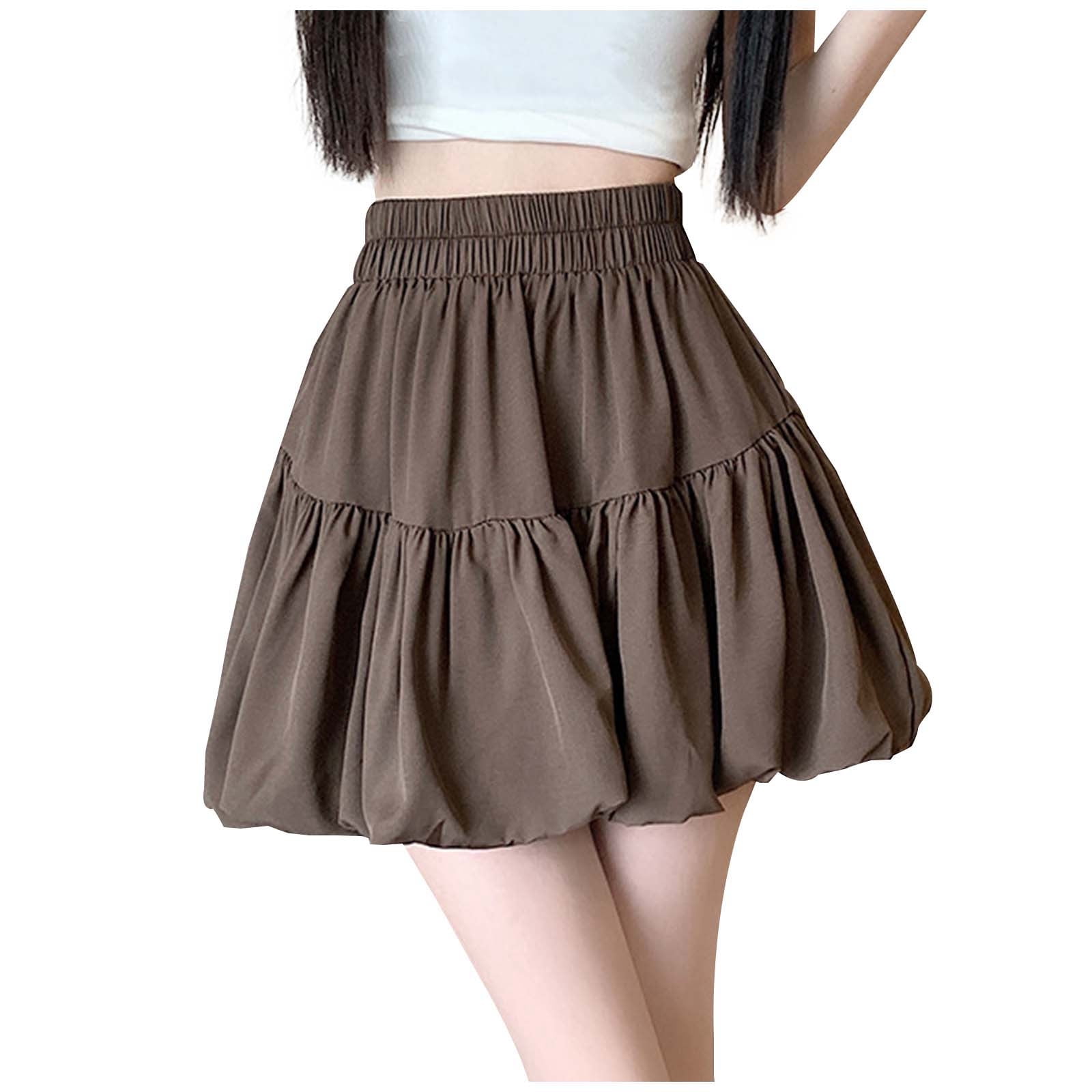 Casual Solid Flared Skirt Black Plus Size Skirts
