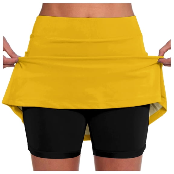 Fsqjgq Ballet Skirt Business Casual Skirts for Women Plaid Skirt Jean Skort Tennis Skirts High Waisted Mini Skirt with Pockets Inner Shorts for Athletic Skorts Sports Running Pleated Skirt XL