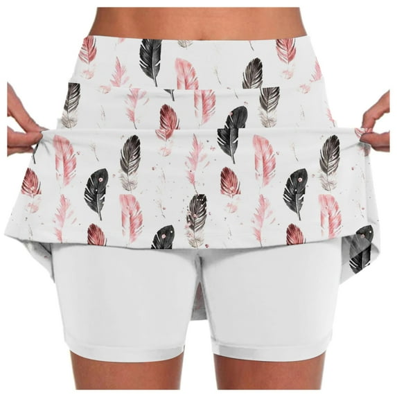 Fsqjgq Ballet Skirt Gothic Skirts for Women Mini Skirt Falda White Dress Tennis Skirt Golf Skorts Athletic High Waisted with Pockets Inner Shorts Sport Workout Pleated Mini Skirt with Underpants S