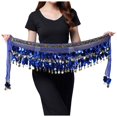 thumbnail image 1 of Fsqjgq Belly Dance Scarf Chiffon Skirt Wrap Performance Scarf Skirt with Coins for Yoga Belly Dancing Carnival Mini Skirts, 1 of 4