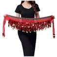 thumbnail image 1 of Fsqjgq Belly Dance Scarf Chiffon Skirt Wrap Performance Scarf Skirt with Coins for Yoga Belly Dancing Carnival Mini Skirts, 1 of 4