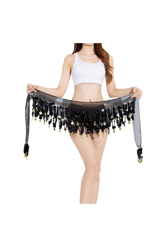 Belly Dance Scarf Mini Skirts for Women Sweet Bellydance Wrap Performance Bling Sequins Skirt Noisy Yoga Class Skirts