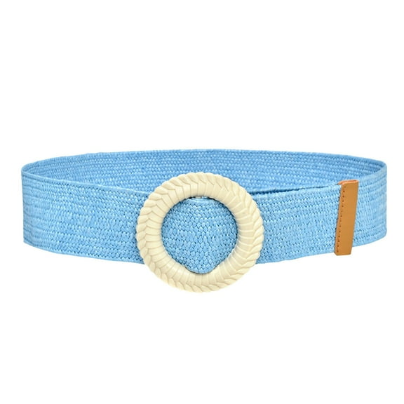Fsqjgq Belts for Women Waist Band Belt Buckle Women Solid Woven Elastic Casual Summer Belt Stretch Skinny Belt with Wooden Buckle Female