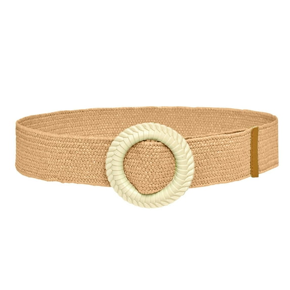 Fsqjgq Belts for Women Waist Trainer Beltwestern Belt Women Solid Woven Elastic Casual Summer Belt Stretch Skinny Belt with Wooden Buckle Female