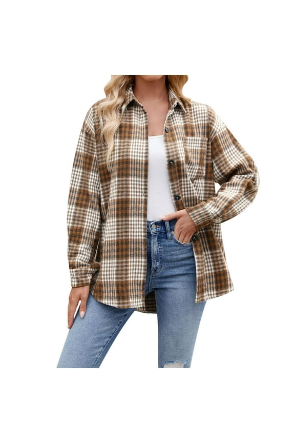 Blouse Womens Tops Casual Shirt Button Down Long Sleeve Shirts for Women Neon Shirts for Women Lightweight Flannel Plaid Button Down Shirt Oversized Long Sleeve Bodycon Jacket Top Shirt Dresse