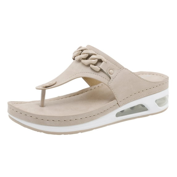 Fsqjgq Boho Sandals Women Slide Sandals Women Wedge Air Cushioned Thong Sandals Slippers Open Toe Sandals Summer Casual Women Roman Sandals Flip Clip Women Sandals Size 39 Beige