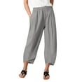 thumbnail image 1 of Fsqjgq Boho Wide Leg Trousers Solid Color Cotton Comfort Elastic Waist Loose Harem Pants for Women Spring Summer Beach Yoga Trousers Grey Xxxl, 1 of 5