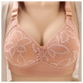 thumbnail image 1 of Fsqjgq Bras for Women Plus Size Large Bust Mother Middle Aged Elderly Underwear Comfort Wireless Bras Seamless Floral Lace Push Up Bra Bralettes Khaki Size 40, 1 of 4
