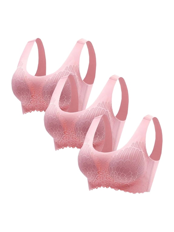 Bras for Women Underwear Sports Bras High Support Large Size Womens Sports Bras for Women No Steel Ring 3PC Underwear Gathering Sleep Bra Latex Underwear Traceless Back Heart Bar 3PC Sexy Bra