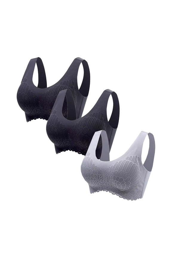 Bras for Women Underwear Sticky Bra Push Up Wireless Tops Sleep Bras for Women No Steel Ring 3PC Underwear Gathering Sleep Bra Latex Underwear Traceless Back Heart Bar 3PC Sexy Bra Set Wireles