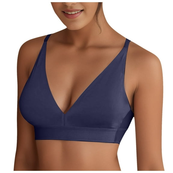 Fsqjgq Bras for Women Underwear Sticky Bra Workout Strapless Bras Clear Strap Bras for Women Comfortable Sexy Feel Soft Comfortable Breathable Deep V Ring and Traceless Bra Wireless Bras