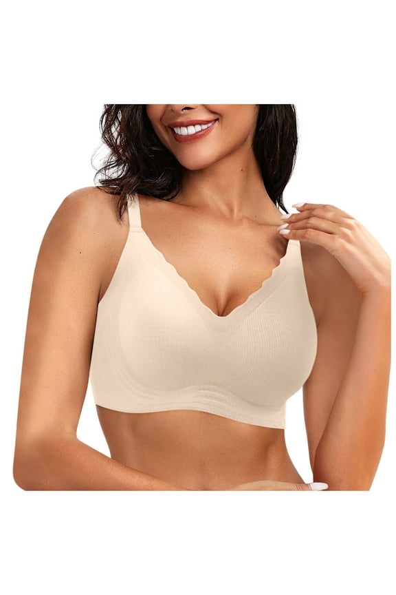 Bras for Women Underwear Strapless Bra for Big Bust Fitness Brasier Black Bralette Seamless Bras No Underwire Scalloped Push Up Bras Soft Wireless Comfort Bralettes Full Coverage Everyday Bra