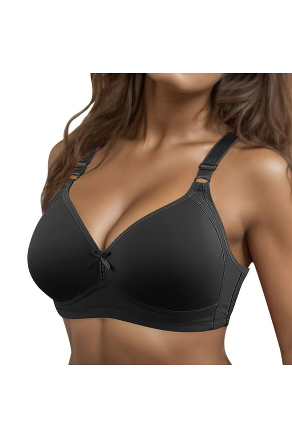 Bras for Women Plus Size D Cup Thin Style Underwear Adjustable Convertible Push Up Bras Comfort Padded Seamless Wireless Bra Black 50