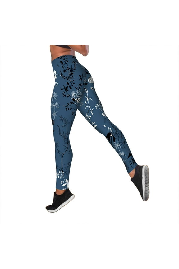 Camo Leggings for Women High Waisted Tummy Control Stretchy Yoga Pants Full Length Sports Tights Fitness Workout Leggings M Navy