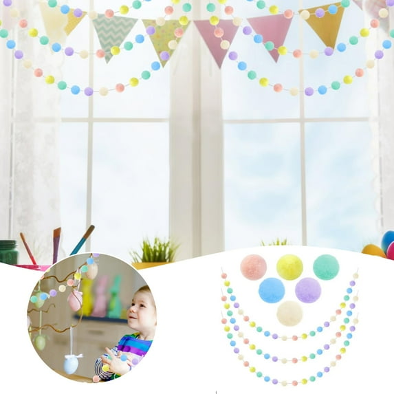 Fsqjgq Christmas Decorations Pastel Garland Hanging Easter Decorations Indoor Home Decor For Living Room Wall Classroom Christmas Tree Cute Rainbow Colorful Garland Birthday Party