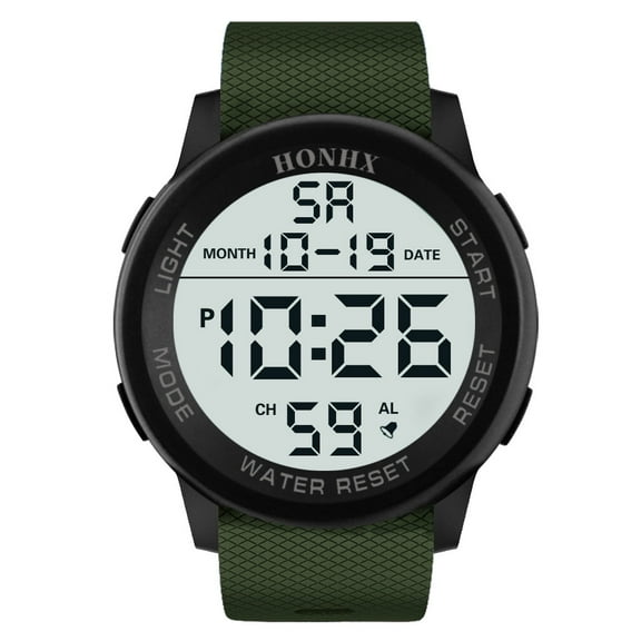 Fsqjgq Classic Sports Watch for Men Waterproof Shockproof Alarm Date Digital Analog Watches Student Wristwatch Green