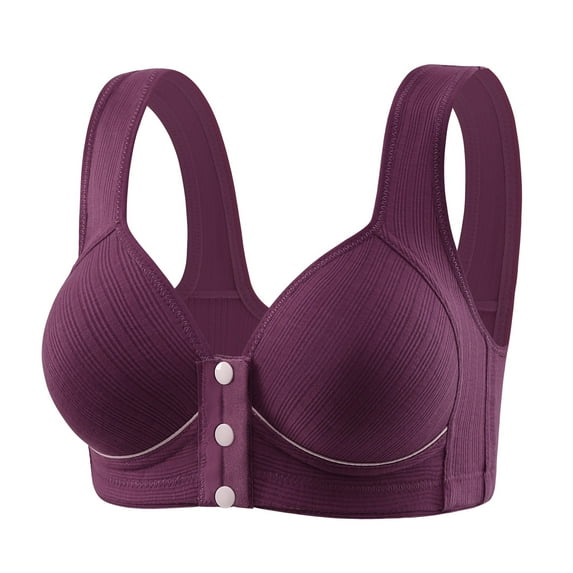 Fsqjgq Cotton Bras for Women Plus Size Comfort Underwear Front Closure Full Coverage Wireless Bras Seamless Back Support Push Up Bra Bralettes Everyday Bra 42