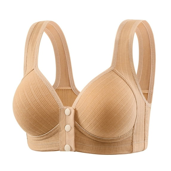 Fsqjgq Cotton Bras for Women Plus Size Comfort Underwear Front Closure Full Coverage Wireless Bras Seamless Back Support Push Up Bra Bralettes Everyday Bra 44