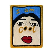 Fsqjgq Creative Carpet Area Rugs Non Slip Rug "I Am Cool" Door Mat Adds Personality and Practicality To Your Home Decor Blue